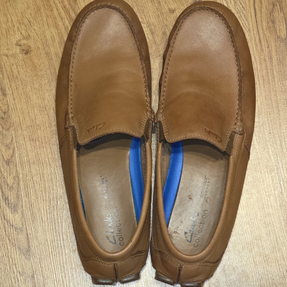 Clarks Tan Leather Slip-On Loafers